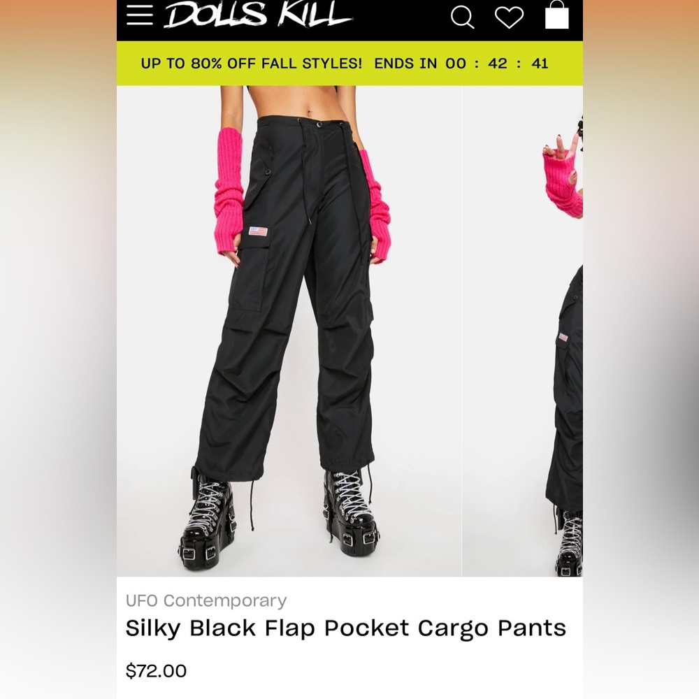 UFO silky flap pocket pant. From Dolls kill.